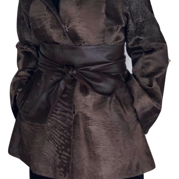 Angelo Danzi Dyed Broadtail Lamb Fur Jacket w/belt - Picture 5 of 13